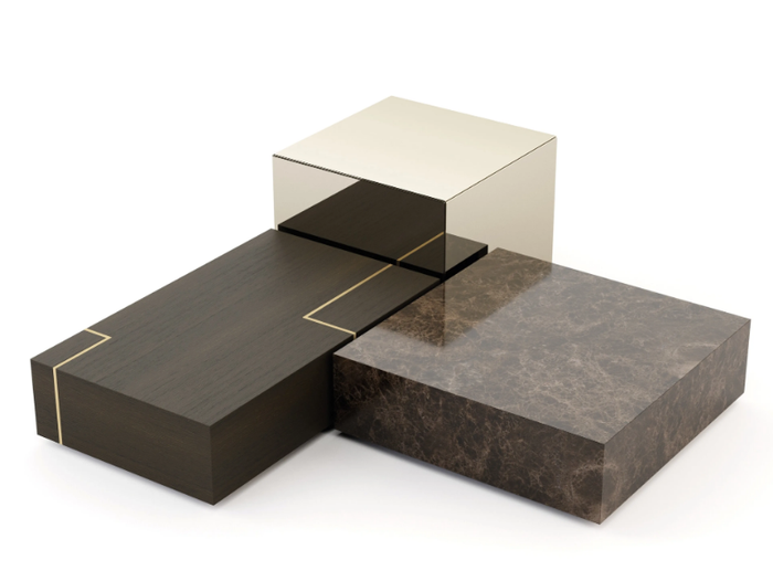 FORTUNE - Low wooden, marble and glass coffee table _ Stylish Club